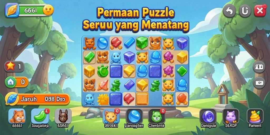Screenshot gameplay 666I menampilkan teka-teki menarik yang penuh warna.