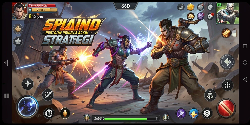 Tampilan gameplay 66D yang menegangkan dan mendebarkan saat pertarungan.