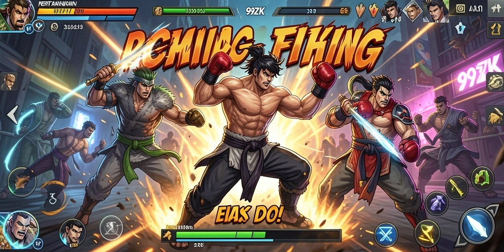 Screenshot pertarungan mendebarkan dalam 99ZK dengan aksi yang dinamis.