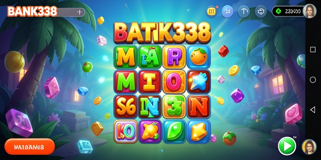Screenshot permainan BANK338 yang menunjukkan gameplay Match-3 yang seru.