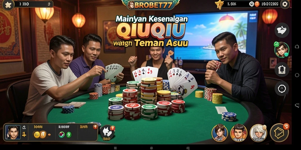 Tampilan gameplay mendebarkan dari BROBET77 dalam permainan QiuQiu.