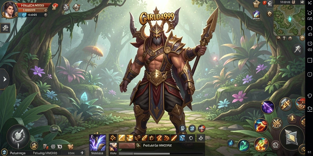 Screenshot gameplay GARUDA999 dengan pertempuran seru dalam dunia MMORPG.