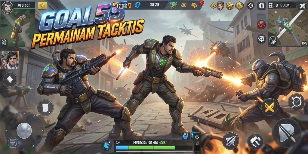 Gameplay intens dan strategi di GOAL55 dalam suasana pertempuran.