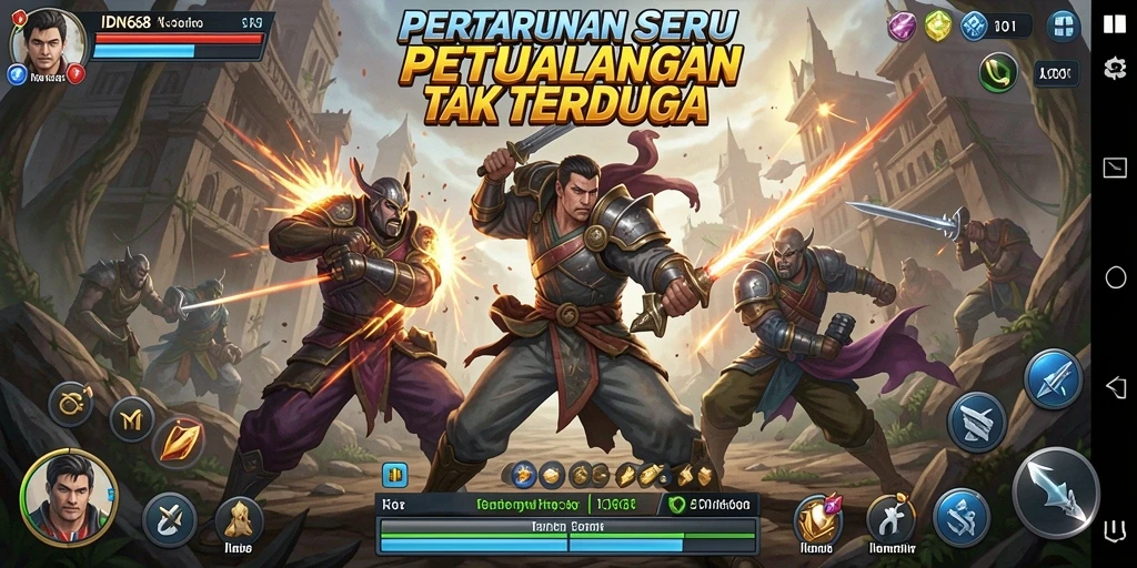 Screenshot utama IDN668 menampilkan aksi pertarungan yang mendebarkan.