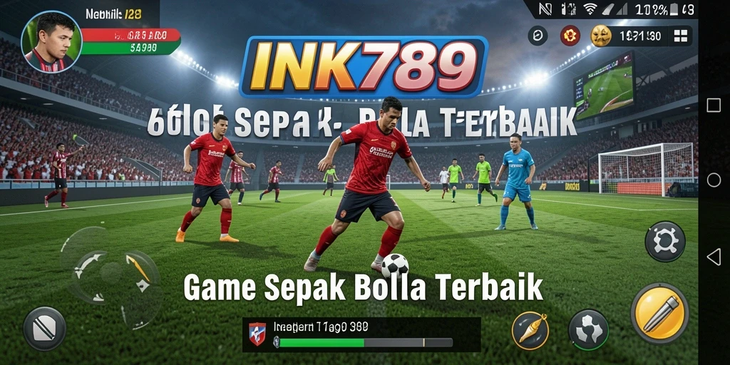 Tampilan gameplay menarik di lapangan sepak bola.
