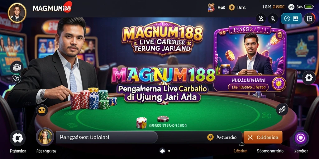 Screenshot gameplay MAGNUM188 menampilkan dealer profesional dan meja permainan Live Casino.