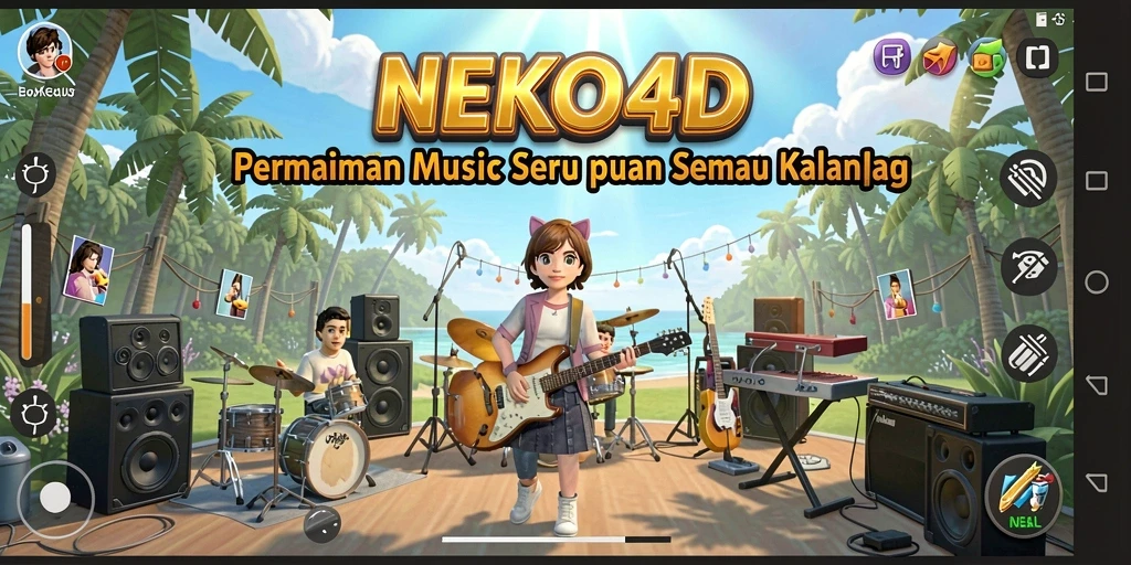 Screenshot gameplay NEKO4D menampilkan keseruan bermain musik.