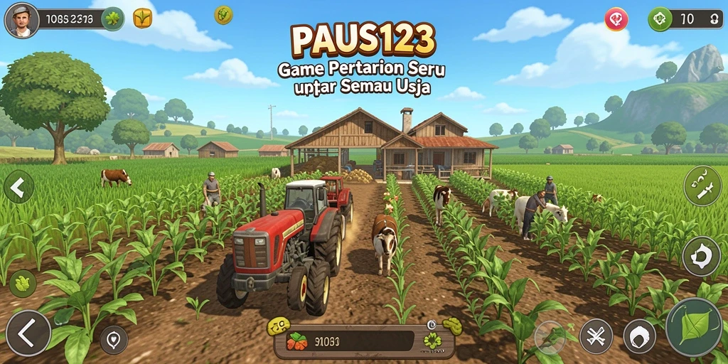 Tangkapan layar dari gameplay bertani yang menarik di PAUS123.
