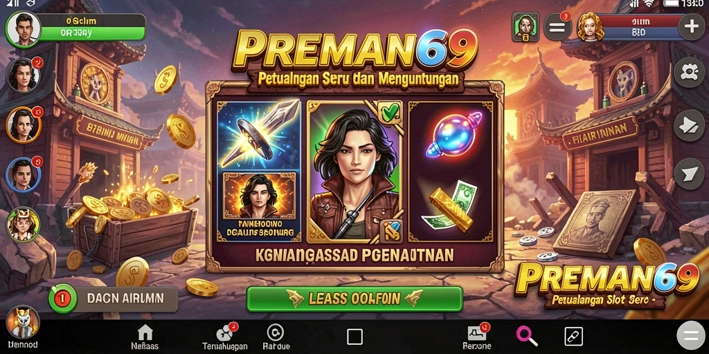 Tampilan gameplay PREMAN69 yang menarik dan menyenangkan di dunia Slot.
