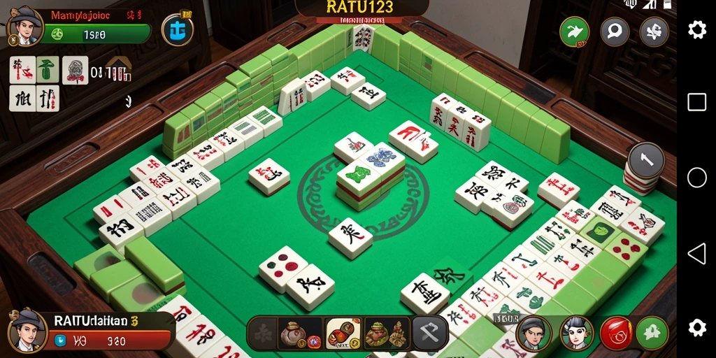 Screenshot menunjukkan gameplay seru dari RATU123 dengan ubin Mahjong.
