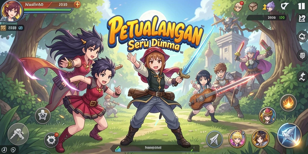 Screenshot utama RR89 menampilkan karakter anime dalam aksi pertarungan.