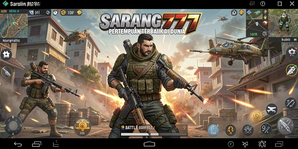 Tampilan gameplay SARANG777 yang mendebarkan pada pertempuran Battle Royale.