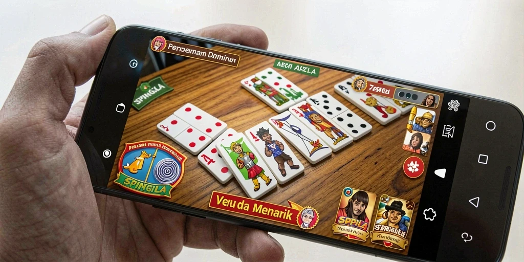 Tampilan gameplay SPINGILA dengan domino yang menarik.