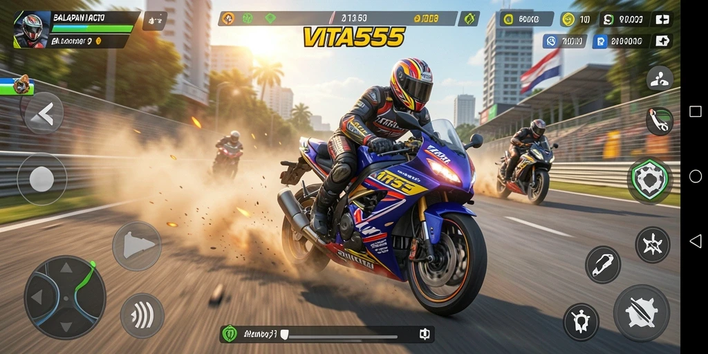 Gameplay balapan motor yang mendebarkan di VITA555.